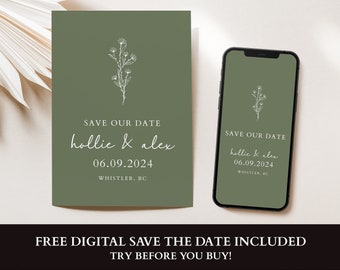 Floral Save the Date Template, Minimalist Editable Wedding Save The Date Template, Modern Electronic Save The Date Template Digital Download