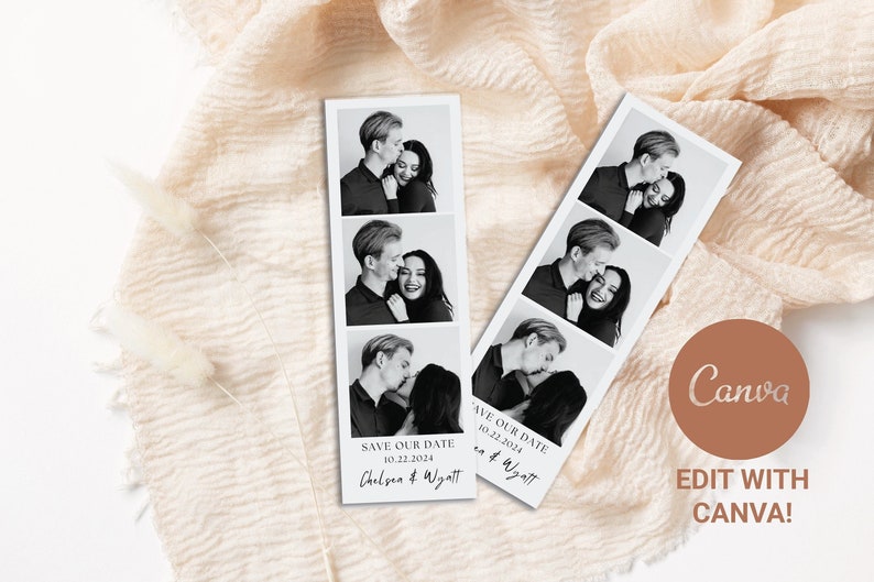 Save the Date Photo Booth Strip Template Minimalist Wedding Etsy