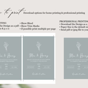 Minimalist Wedding Invitation 3 Piece Template Set, Modern Invite, Simple Editable Invite Template. Template Download, Editable Invitation. image 8