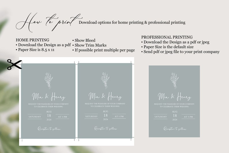 Minimalist Wedding Invitation 3 Piece Template Set, Modern Invite, Simple Editable Invite Template. Template Download, Editable Invitation. image 8