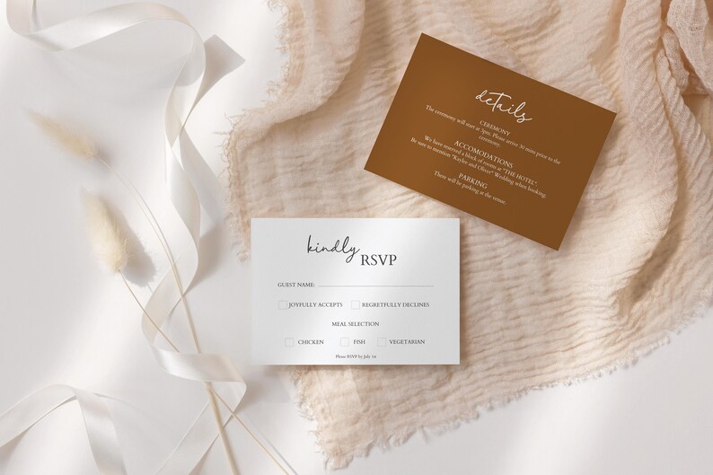 Minimalist Wedding Invitation 3 Piece Template Set, Modern Invite, Simple Editable Invite Template. Template Download, Editable Invitation. image 3