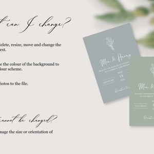 Minimalist Wedding Invitation 3 Piece Template Set, Modern Invite, Simple Editable Invite Template. Template Download, Editable Invitation. image 7