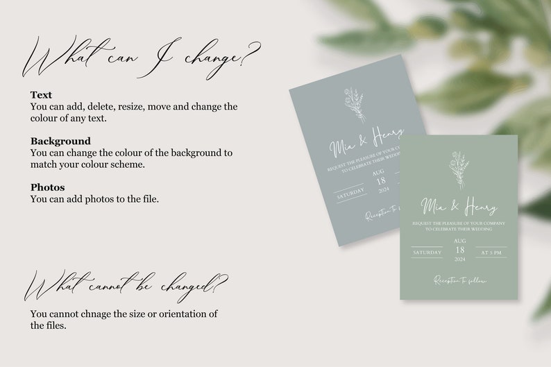 Minimalist Wedding Invitation 3 Piece Template Set, Modern Invite, Simple Editable Invite Template. Template Download, Editable Invitation. image 7