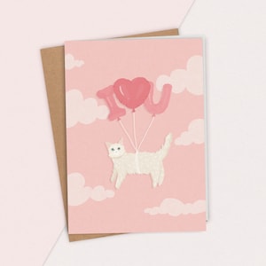 I Heart You Card | A7 Greeting Card, Valentines Card, Cute Cat Card, Love You Card for Her, Card From the Cat, Anniversary Card, Cat Lovers