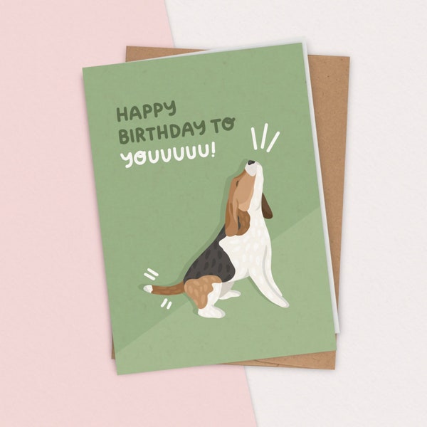 Dog Happy Birthday To You Card | A7 Greeting Card, Beagle Birthday Card, Funny Birthday Card, Dog Mom Birthday, Hound Dog Birthday Card