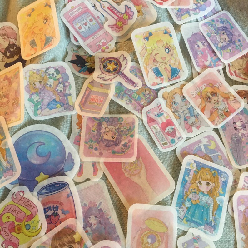 Pack of 25 Kawaii Sticker Flakes Etsy