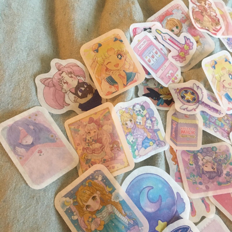 Pack of 25 Kawaii Sticker Flakes Etsy