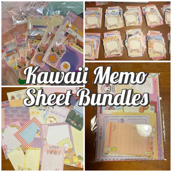 Pack of kawaii memo sheets | Memo sheet grab bag | Mystery memo sheet set | Korean memo sheet blind bag | Japanese memo sheet bundle