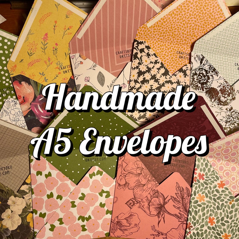 A5 Handmade Envelopes Double Sided Self Sealing Penpal Snailmal image 1