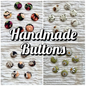 Handmade Fabric Buttons | Vintage Buttons | Corduroy Buttons | Mythical Buttons | Chiffon Buttons | Sewing Notions | Sew On Buttons