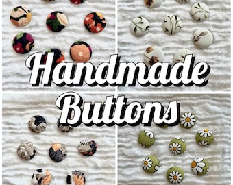 Handmade Fabric Buttons | Vintage Buttons | Corduroy Buttons | Mythical Buttons | Chiffon Buttons | Sewing Notions | Sew On Buttons