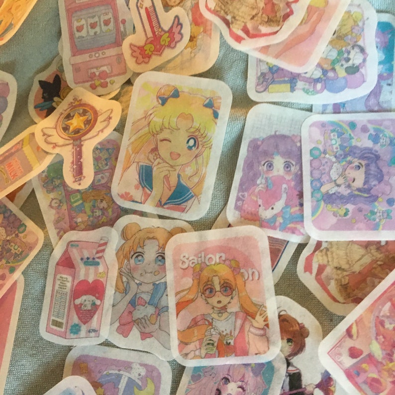 Pack of 25 Kawaii Sticker Flakes Etsy