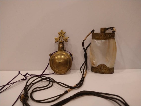 2 vintage perfume or poison chatelaine style neckl