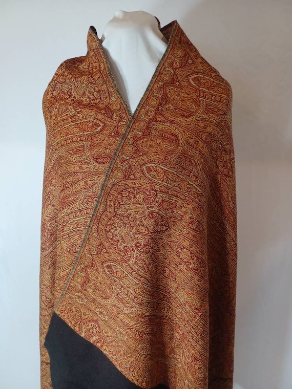 AS IS! Antique, Kashmir, paisley shawl. 83" X 43". - image 10