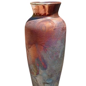 Raku pottery vase 11in. Signed & dated "Mark '95"