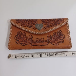 Vintage tooled leather oak leaf and acorn wallet