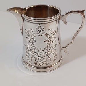 Antique Victorian engraved EPNS silverplate mini pitcher or creamer