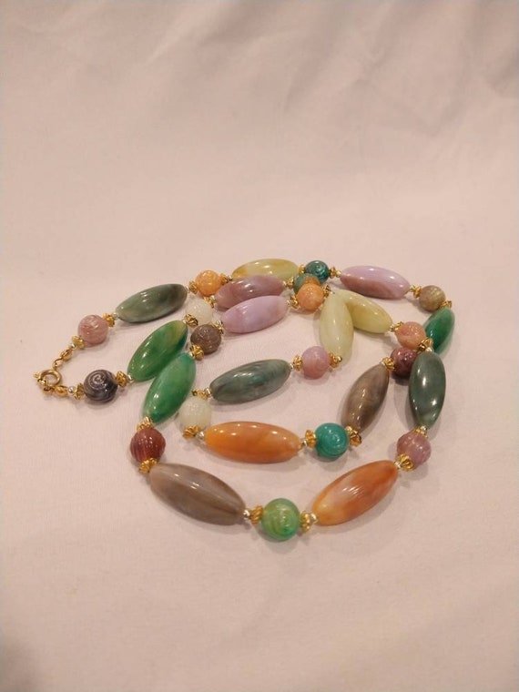 1980's pastel plastic bead necklace