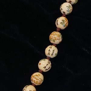 Vintage handpainted, Chinese, porcelain bead necklace image 4