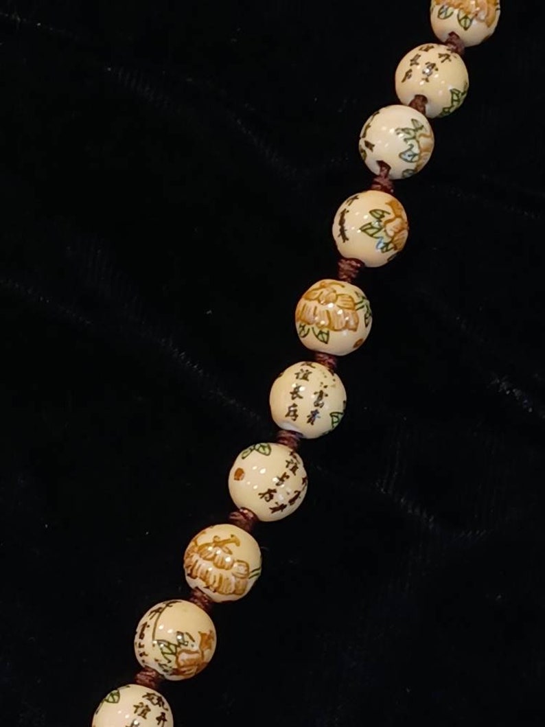 Vintage handpainted, Chinese, porcelain bead necklace image 4