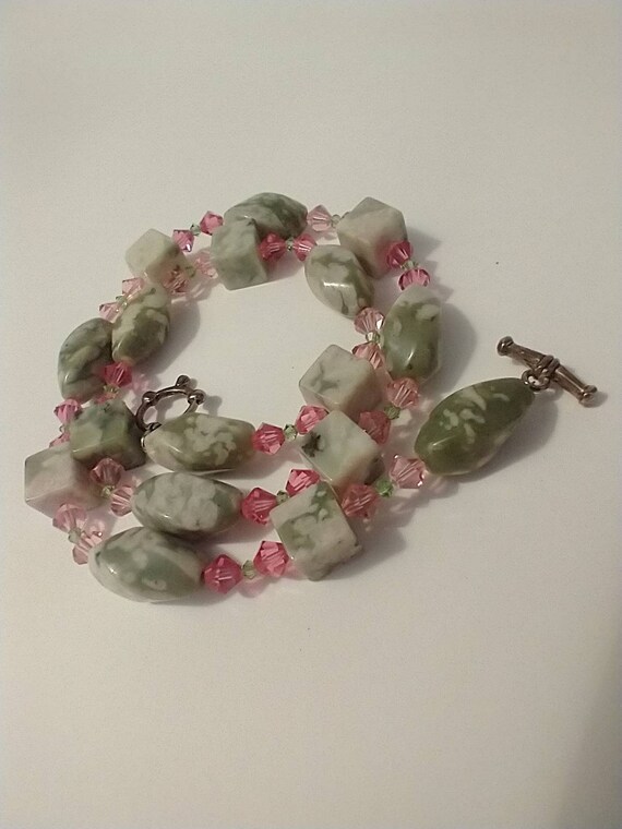 Vintage mid century peace jade (Serpentine and qu… - image 3