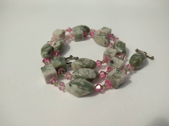 Vintage mid century peace jade (Serpentine and qu… - image 5