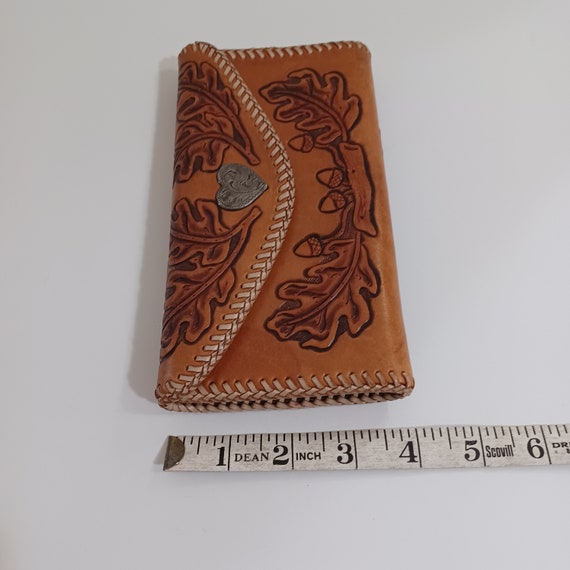 Vintage tooled leather oak leaf and acorn wallet - image 7