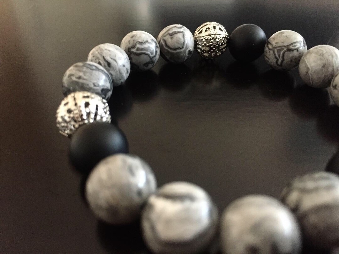 Good Intentions Bracelet Grey Jasper and Onyx Etsy