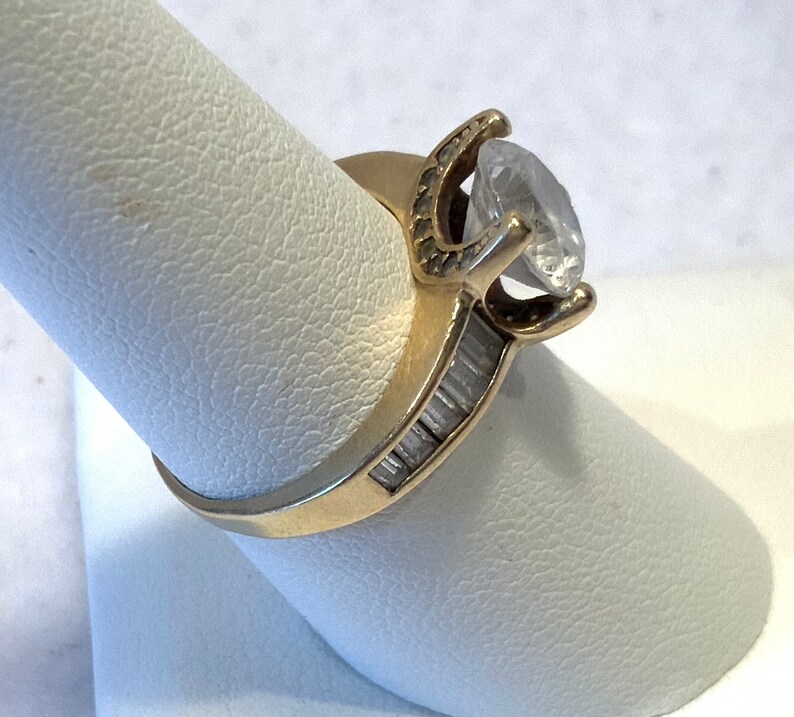 Vintage QVC 14k Gold & Diamonique Designer Solitaire Ring w/ Etsy