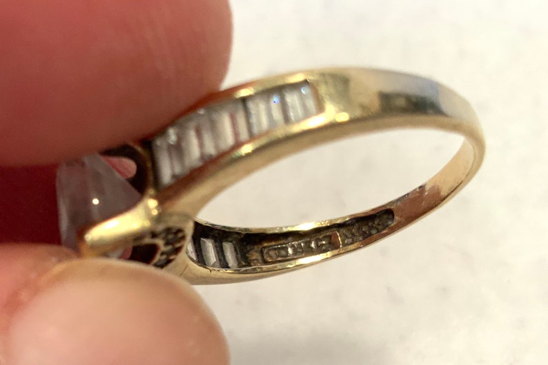 Vintage QVC 14k Gold & Diamonique Designer Solitaire Ring w/ Etsy