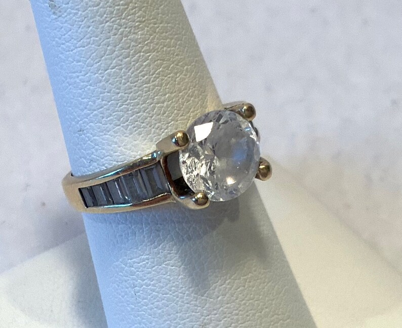 Vintage QVC 14k Gold & Diamonique Designer Solitaire Ring w/ Etsy