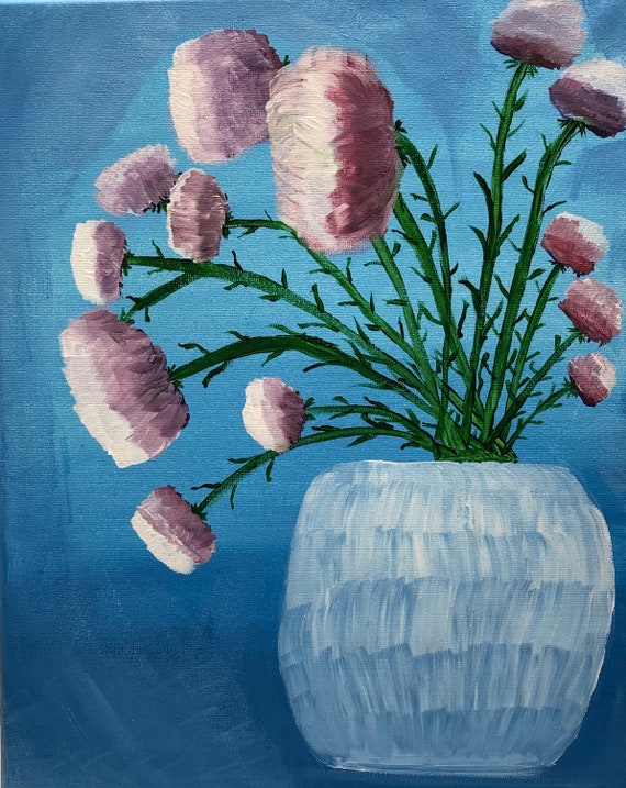 Vase Of Flowers Acrylic Painting Etsy