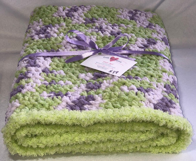 Blanket/ Shades of purple and lime green Etsy