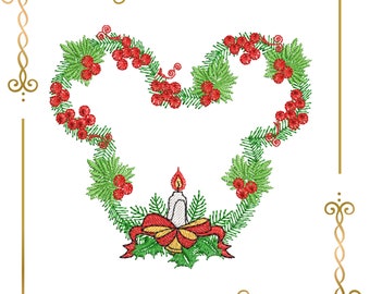 Mouse Christmas Wreath  mistletoe  embroidery design embroidery design