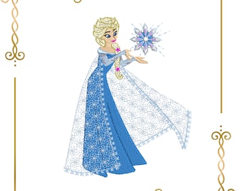 Princess, Elsa, Winter frozen, snowflakes, embroidery design to the direct download.