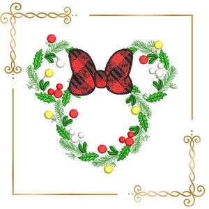 Mouse Christmas Wreath  mistletoe 2 Sizes embroidery design embroidery design