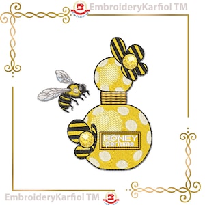 Embroidery Design Honey Bee Perfume Bottle : Polka Dot Yellow Bottle (2 Sizes)