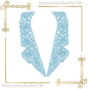 Machine Embroidery Design Belgian Floral Lace Neckline FSL Instant Download