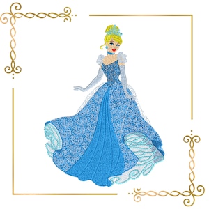 Princess Cinderella , the fairy tale princess, 2 Sizes, embroidery design to the direct download