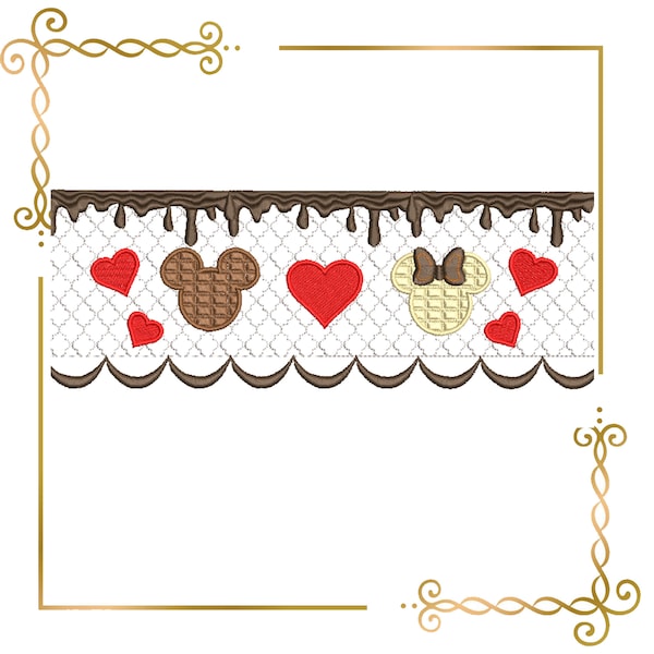 Smocking  Plate, chocolate mouse, Mickey, Minnie, Heart,  Design Plate,  machine embroidery design  to the direct download.