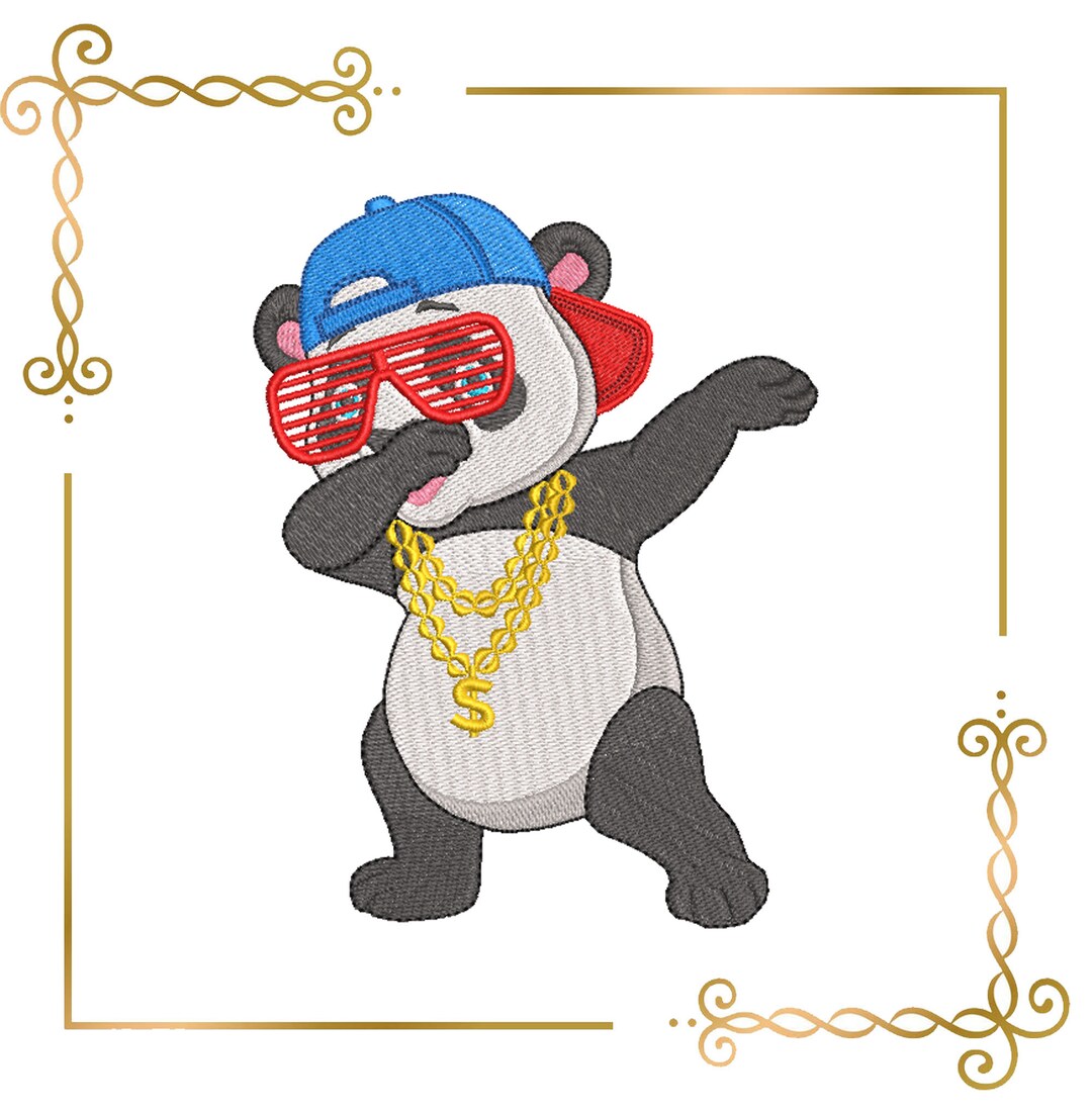 Panda Rapper Embroidery Design to the Direct Download Gift for Child - Etsy