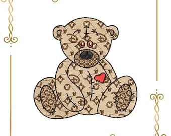 Super Fashion Teddy Bear ,  cartoon character, 3 variants,  embroidery design to the direct download.
