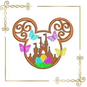 Mouse,  Head,   Easter, butterflies, machine embroidery design to the direct download