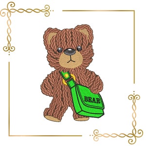 Super Fashion  crocheted Teddy Bear with bag, cartoon character,embroidery design to the direct download.