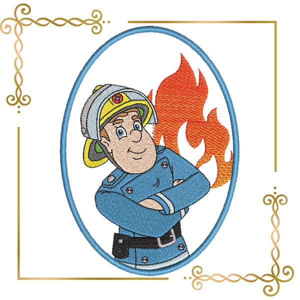 Feuerwehrmann SAM SET 3 Varianten Digitale Stickmusterdatei zum direkten Download. Geschenk für Kind