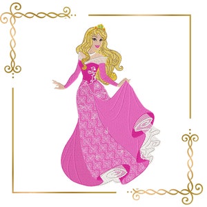 Princess Aurora Sleeping Beauty openwork dress machine embroidery design digital