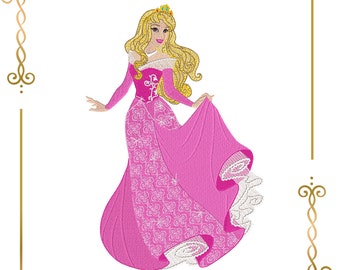 Princess Aurora Sleeping Beauty openwork dress machine embroidery design digital