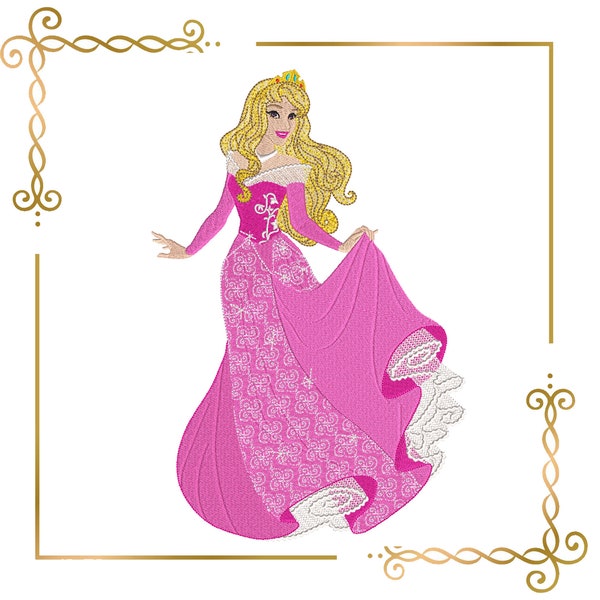 Princess Aurora Sleeping Beauty openwork dress machine embroidery design digital