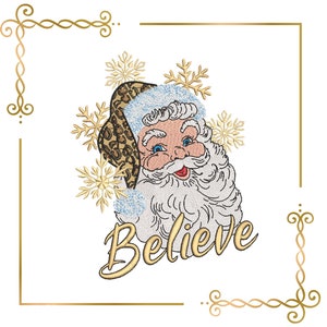Santa Claus Believe Embroidery Design: 4 Options (Digital Download)