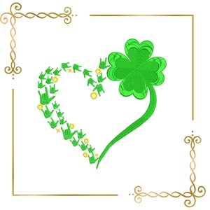 Herzsankt patricks day, 2 Größen Parodie Stickmuster zum direkten Download.